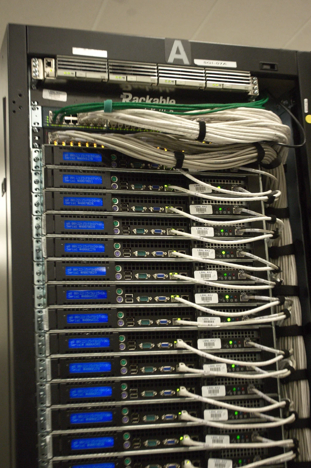 Server racks at the NERSC data centre in California, 2011